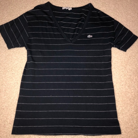 Lacoste Tops - Navy Lacoste V-Neck